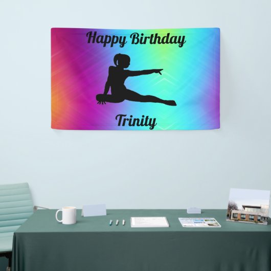 Gradient Gymnastiek Verjaardagsbanner Spandoek (Beurs)