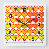 Gradient heart pattern vierkante klok (Voorkant)