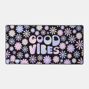 Gradiënt Holo Retro Daisies Goede Vibes Typografie Bureaumat