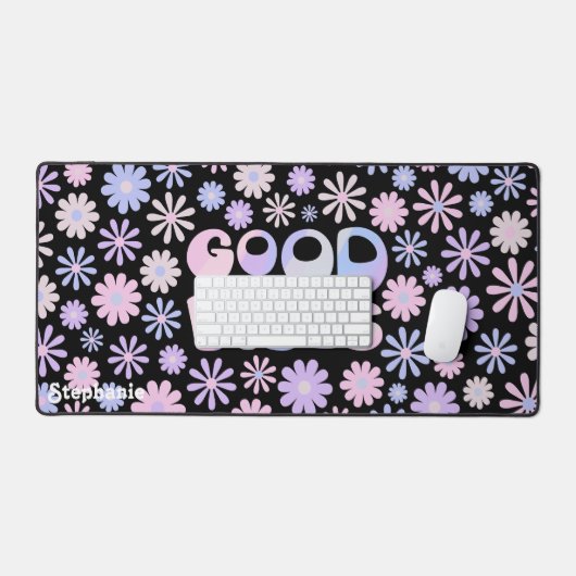 Gradient Holo Retro Daisies Good Vibes Typographie (Clavier et souris)