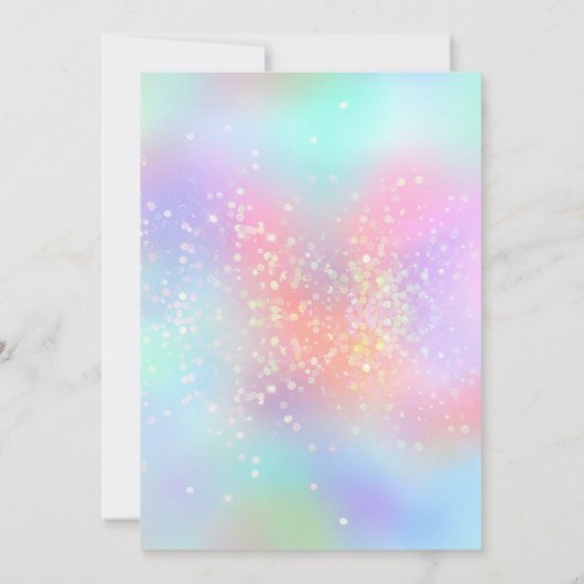 Gradient Holographic Glitter Huwelijksuitnodiging Kaart (Achterkant)
