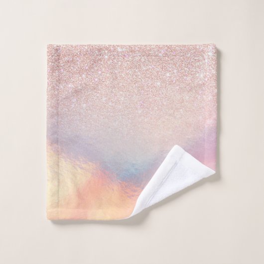 Gradient holographique de Rose Gold Glitter Irides (Gant de toilette)