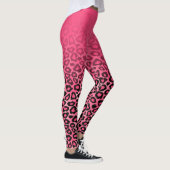 Gradiënt Hot Pink Leopard Animal Skin Print Leggings (Rechts)