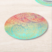 Gradiënt Kleurrijk en Goud Ronde Kartonnen Onderzetter (Gebogen)