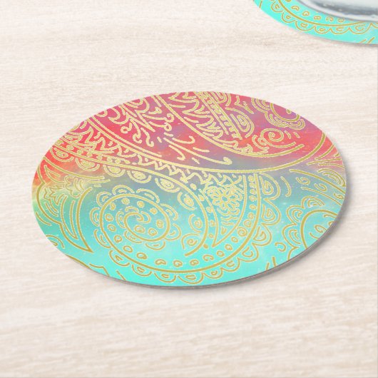 Gradiënt Kleurrijk en Goud Ronde Kartonnen Onderzetter (Gebogen)