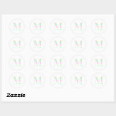 Gradiënt "M" Seriële monogram pasteel regenbooggra Ronde Sticker (Vel)