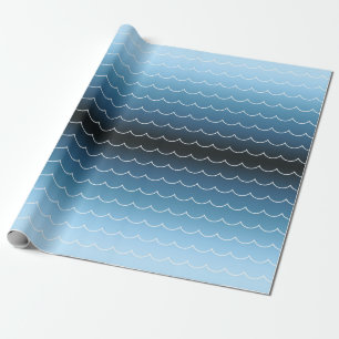 Gradiënt modern blauw golfpatroon cadeaupapier