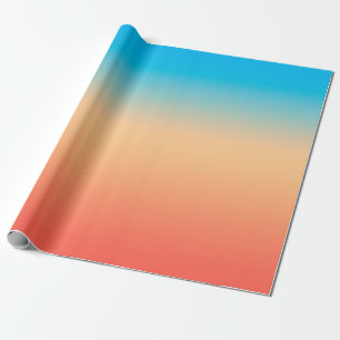 Gradiënt ombre koraal blush beige blue soft blurr cadeaupapier