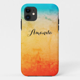 Gradiënt ombre koraal blush beige blue soft blurre iPhone 11 hoesje