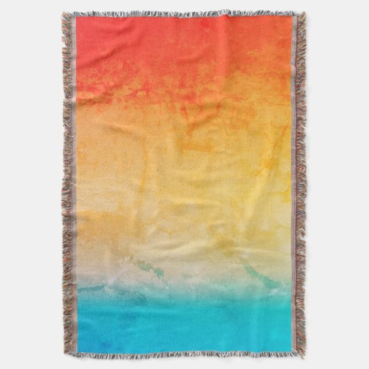 Gradiënt ombre koraal blush beige blue soft blurre deken (Voorkant Verticaal)