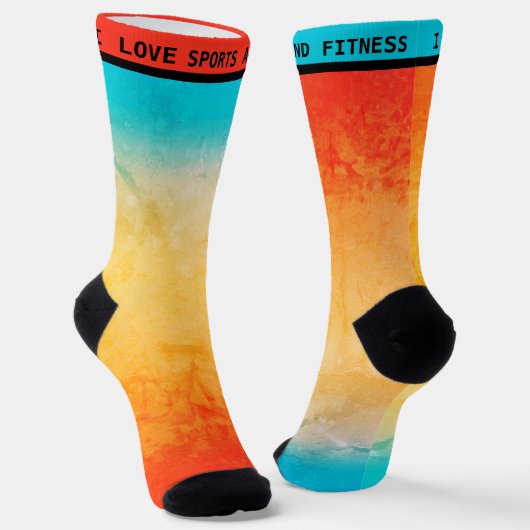 Gradiënt ombre koraal blush beige blue soft blurre sokken (Gebogen)