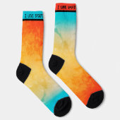 Gradiënt ombre koraal blush beige blue soft blurre sokken (Rechts)