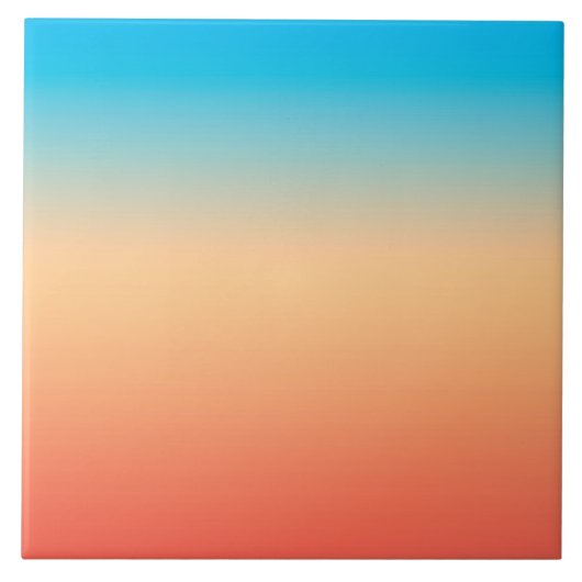 Gradiënt ombre koraal blush beige blue soft blurre tegeltje (Voorkant)