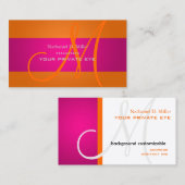Gradiënt Oranje+Fuschia Monogram Visitekaartje (Voorkant / Achterkant)