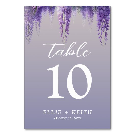Gradiënt Paarse Bloemen bruiloft Kaart (Voorkant)