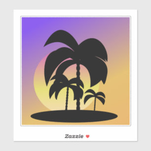 Gradiënt Palmboom Zonsondergang Vakantie Sticker