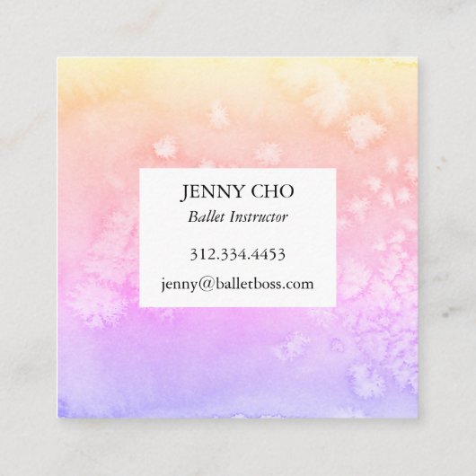 Gradiënt pastel waterverf visitekaartje vierkant (Achterkant)