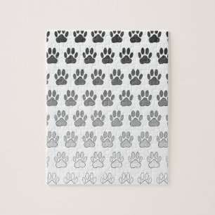 Gradient Paw Prints in Black & White & Gray Legpuzzel