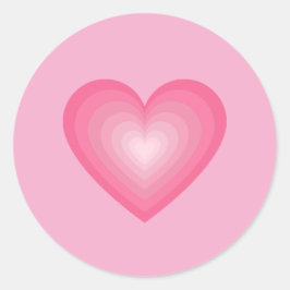 Gradient Pink Heart Design – Pastel Pink Love Sign Ronde Sticker
