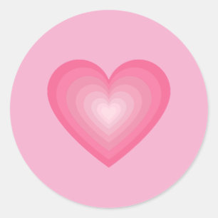 Gradient Pink Heart Design – Pastel Pink Love Sign Ronde Sticker