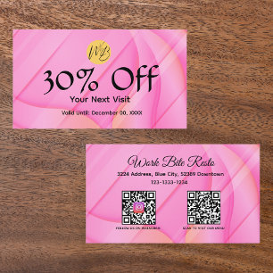 Gradient Pink Wave Restaurant QR Code Menu en Kortingskaartje