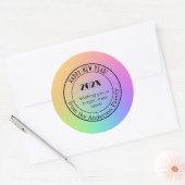Gradient Rainbow 3-in Happy New Year Round Sticker (Enveloppe)