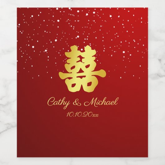 Gradiënt rood Chinees trouwensnopflakkering Wijnla Wijn Etiket (Enkel label)