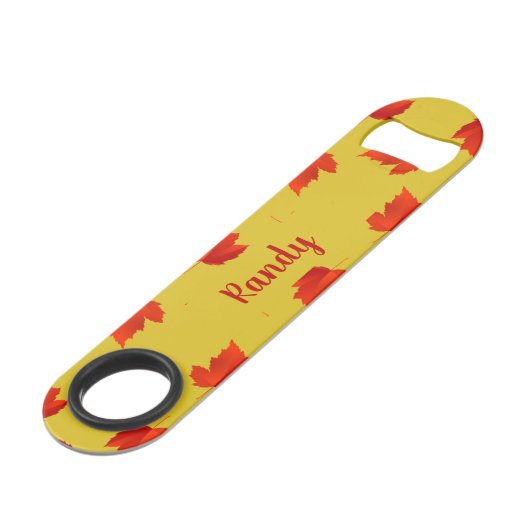 Gradient rouge sec feuille nom personnalisé jaune (Devant angulaire)