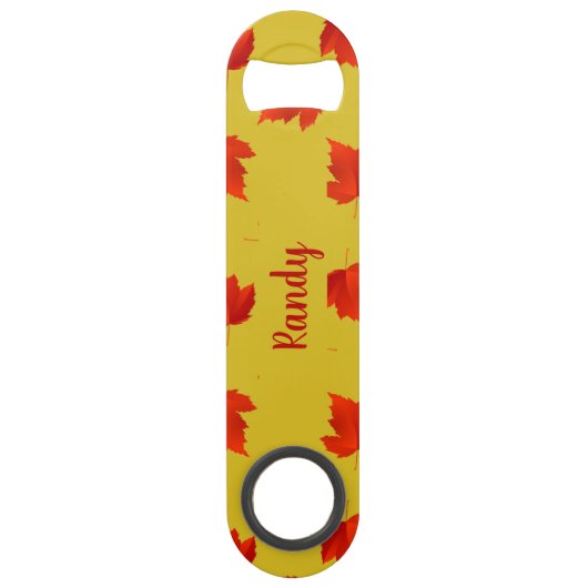 Gradient rouge sec feuille nom personnalisé jaune (Devant)