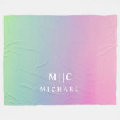 Gradiënt Roze Eenvoudig Modern monogram Fleece Deken (Voorkant (Horizontaal))