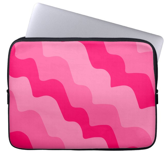 Gradiënt roze golvende oceaangolven laptop sleeve (Voorkant)