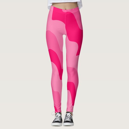 Gradiënt roze golvende oceaangolven leggings (Voorkant)