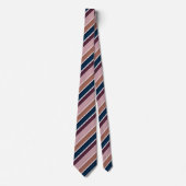 Gradiënt Stripe Pattern Roos Gold Plum Navy Stropdas (Voorkant)