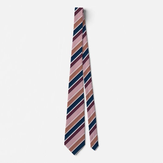 Gradiënt Stripe Pattern Roos Gold Plum Navy Stropdas (Voorkant)