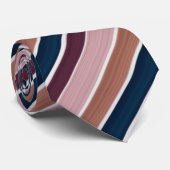 Gradiënt Stripe Pattern Roos Gold Plum Navy Stropdas (Opgerold)