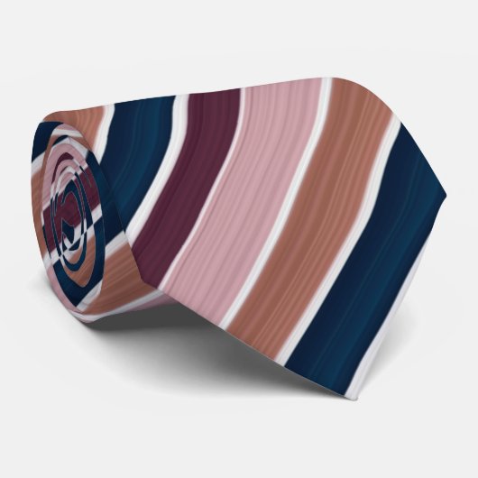 Gradiënt Stripe Pattern Roos Gold Plum Navy Stropdas (Opgerold)