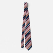Gradiënt Stripe Pattern Roos Gold Plum Navy Stropdas (Achterkant)