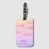 Gradient Sunset Vis Patroon Modern Gepersonaliseer Bagagelabel (Voorkant (verticaal))