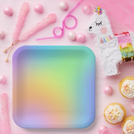 Gradiënt van regenbooggradiënt vun pasta papieren bordje (Feest)