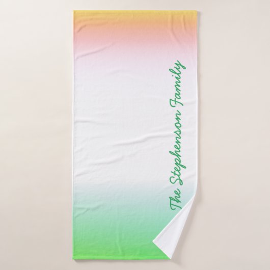 Gradient vert minty à blanc avec script vert (Serviette de bain)