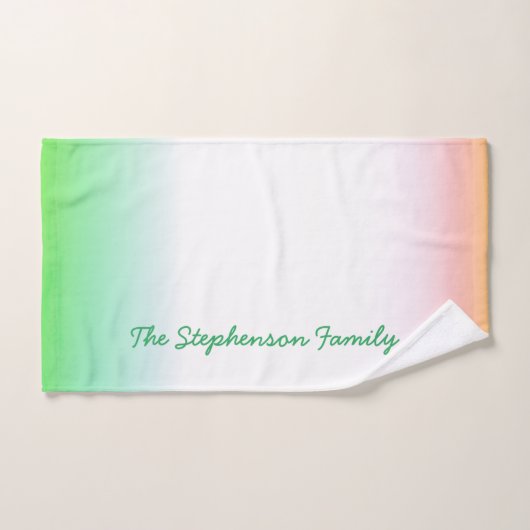 Gradient vert minty à blanc avec script vert (Serviette à main)