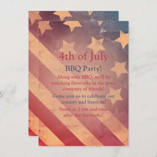 Gradiënt vlag 4e juli partijuitnodiging kaart (Voorkant / Achterkant)