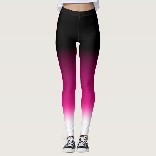 Gradiënt wit roze bordeauxrood leggings (Voorkant)