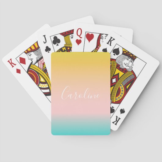 Gradiënt zomerdeeg | Persoonlijke scriptnaam Pokerkaarten (Achterkant)
