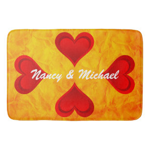 Gradiënten RED LOVE HEART + jouw tekst & ideeën Badmat