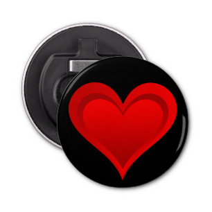 Gradiënten RED LOVE HEART + jouw tekst & ideeën Button Flesopener