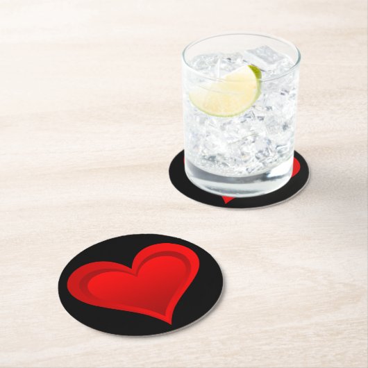 Gradiënten RED LOVE HEART + jouw tekst & ideeën Ronde Kartonnen Onderzetter (Insitu)