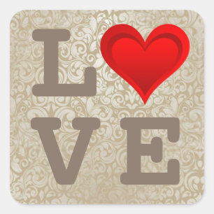 Gradiënten RED LOVE HEART + jouw tekst & ideeën Vierkante Sticker
