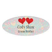 Gradiënten RED LOVE HEART + uw ruggen. en ideeën Naambadge (Voorkant)