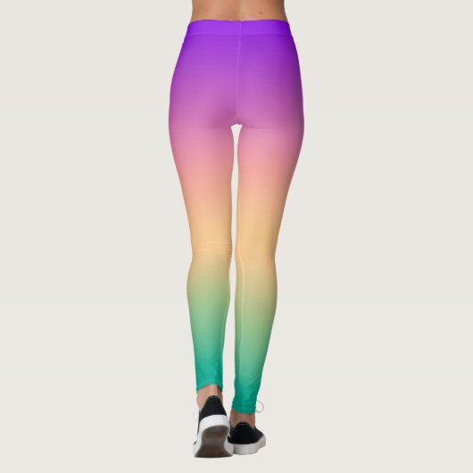 Gradiëntombre groene gele roze paarse zachte blurk leggings (Achterkant)
